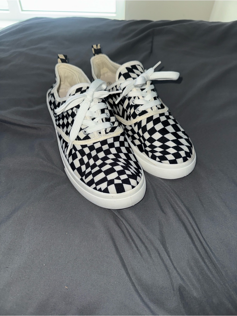 Women's Black & White Checkerboard Canvas Sneakers